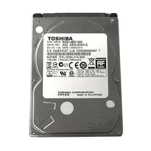 [MQ01ABD100V] DISCO DURO 2.5" TOSHIBA MQ01ABD100V 1TB SATA 5400