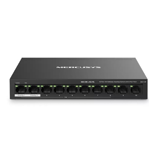 [MS110P] SWITCH MERCUSYS MS110P 10P 10-100MB/S 8P POE+ 65W 2P UPLINK