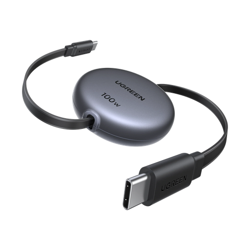[65905] CABLE UGREEN L531 1*USB-C A 1*USB-C 100W RETRACTIL PLANO NEGRO 65905