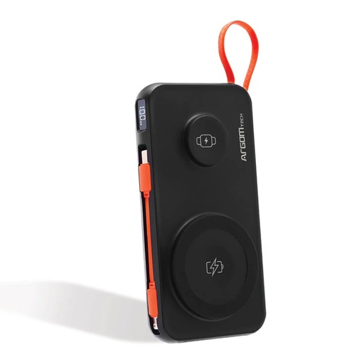 [ARG-PB-1164BK] POWERBANK MAGNETIC ARGOM ARG-PB-1164BK ST10 10000MHA 5V 2.1A 1*USB-A 1*USB-C 1*USB-C A LIGHTNING NEGRO