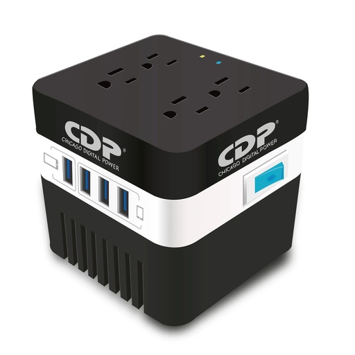 [RU-AVR604] REGULADOR VOLTAJE CDP RU-AVR604 600VA 300W 4*TOMAS 4*USB-A 2.1A MAX